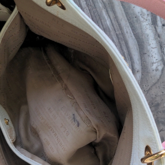 Cream and Pink Ralph LaurenTote - Picture 5 of 12